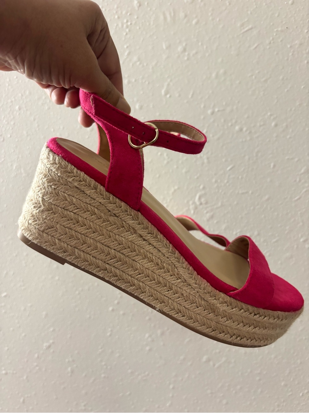Banana Republic Fuchsia Suede Espadrille Wedge Sandals - Picture 7 of 8
